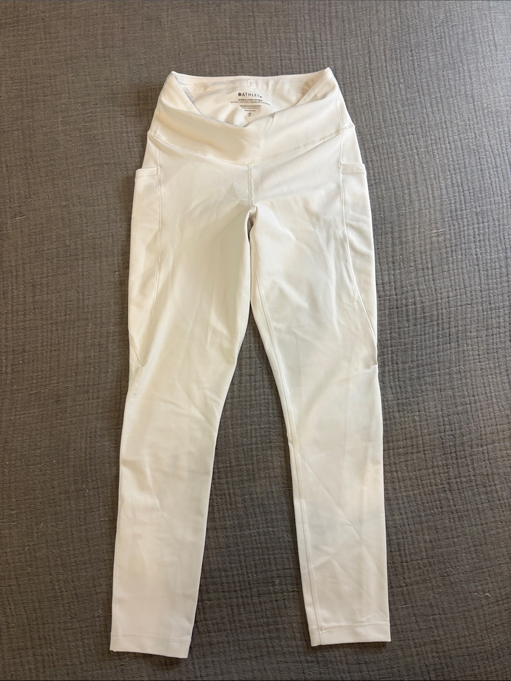 NWOT Athleta White High-Waist Leggings with Side Pockets
